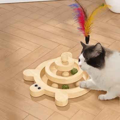 Jouet en Bois - SpinningCatToy™ - Grenouille - Coin du Matou